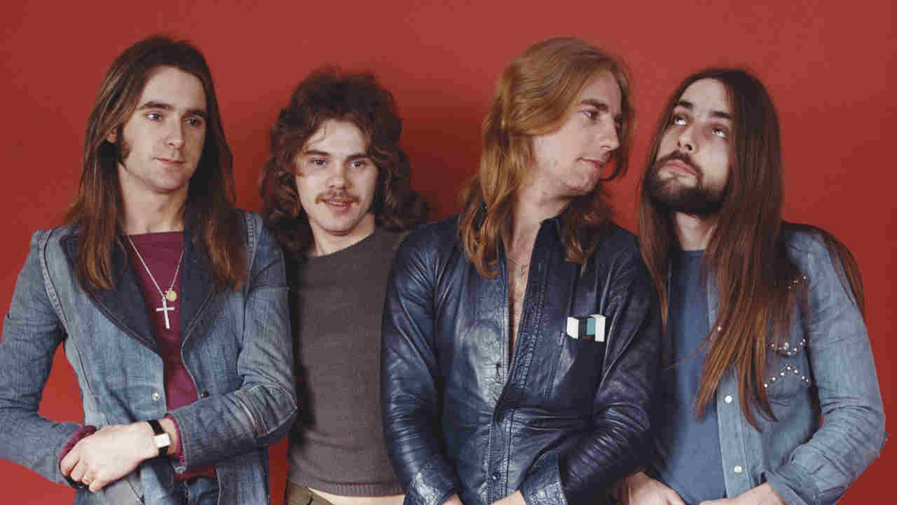 Status Quo posing for a photograph in the 1970s