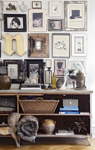 Neutral gallery wall with textures