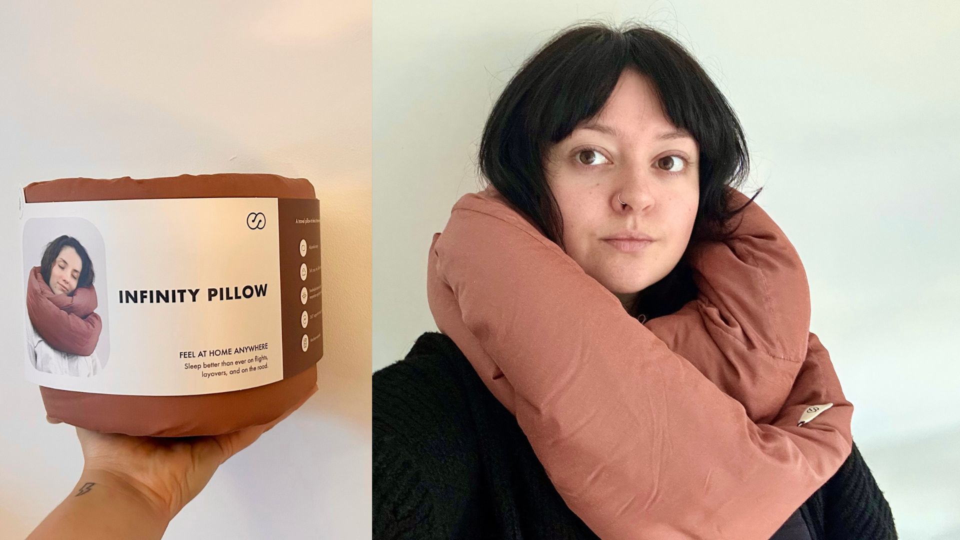 The Tom's Guide Sleep Features Editor using the Huzi Infinity Pillow