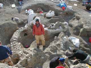 Lead researcher Kenneth Lacovara, an associate professor of paleontology and geology at Drexel University in Philadelphia, at the Dreadnoughtus site.
