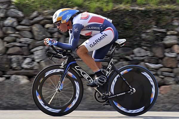 Tom Danielson (USA) en route to finishing 23rd in the time trial.