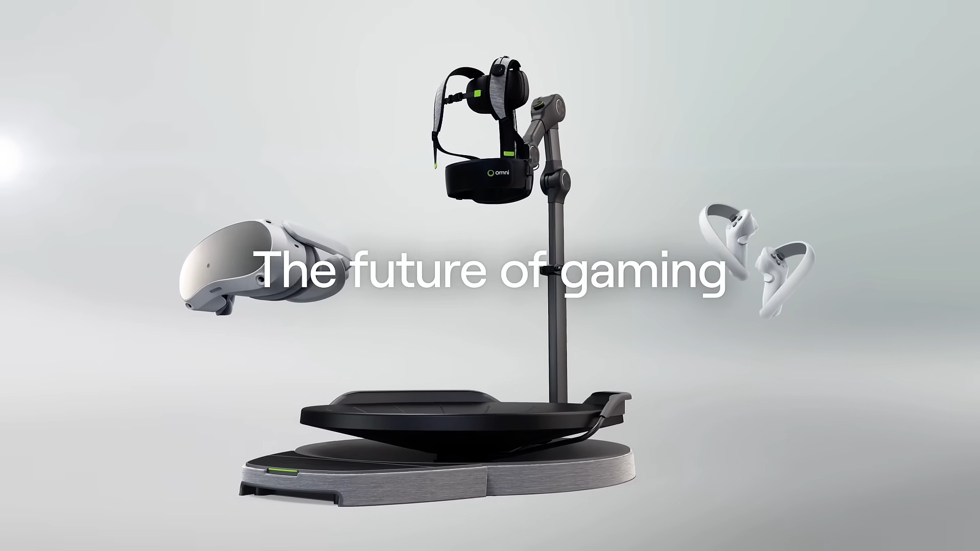 The Virtuix Omni One bundle with the caption "The future of gaming" over the top of it