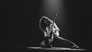 Eddie Van Halen from American rock group Van Halen performs live on stage at the Rainbow Theatre in Finsbury Park, London on 22nd October 1978.