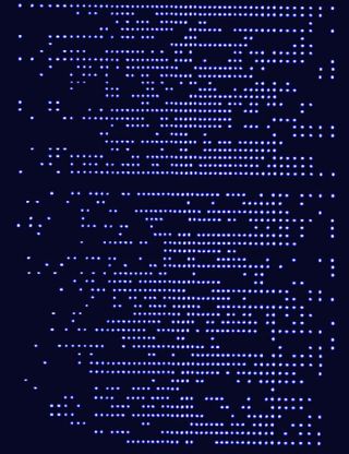 Fluorescent lights emerge from the University of Maryland quantum simulator, revealing the results of the experiment.