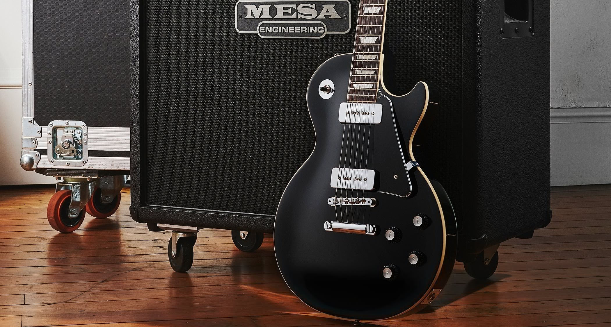 Gibson Noel Gallagher Les Paul Standard: By popular demand, the Oasis guitarist's signature custom LP is added to the mainline range, featuring the same dual P-90 configuration and the distinctive Ebony finish with the nickel poker chip switch washer.
