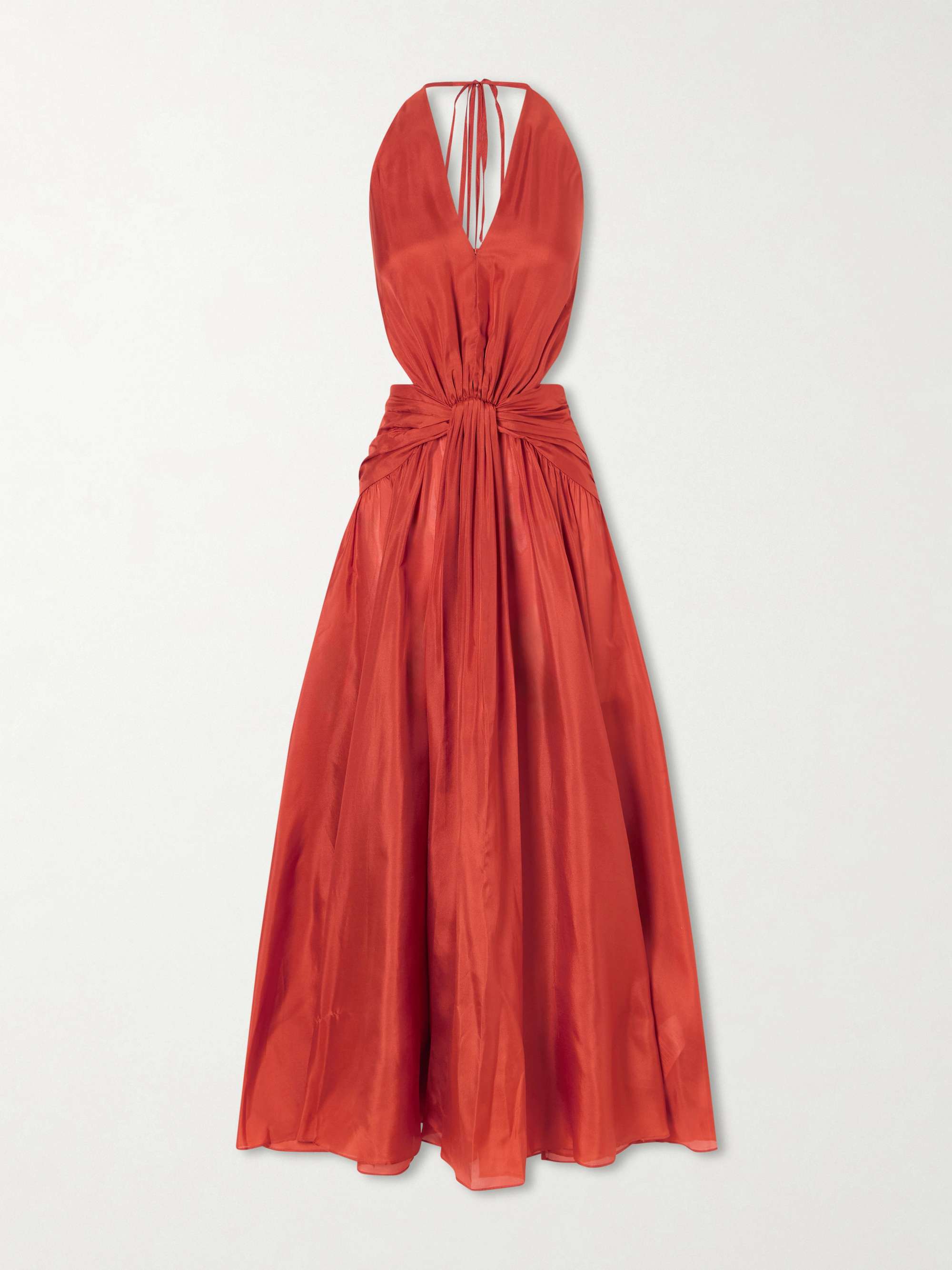 Indra Knotted Silk Halterneck Maxi Dress