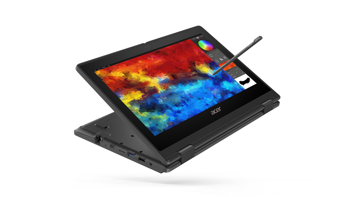 Acer TravelMate Spin B3 display with stylus