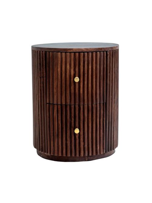 Finley Mango Wood 2 Drawer Bedside Table in Walnut