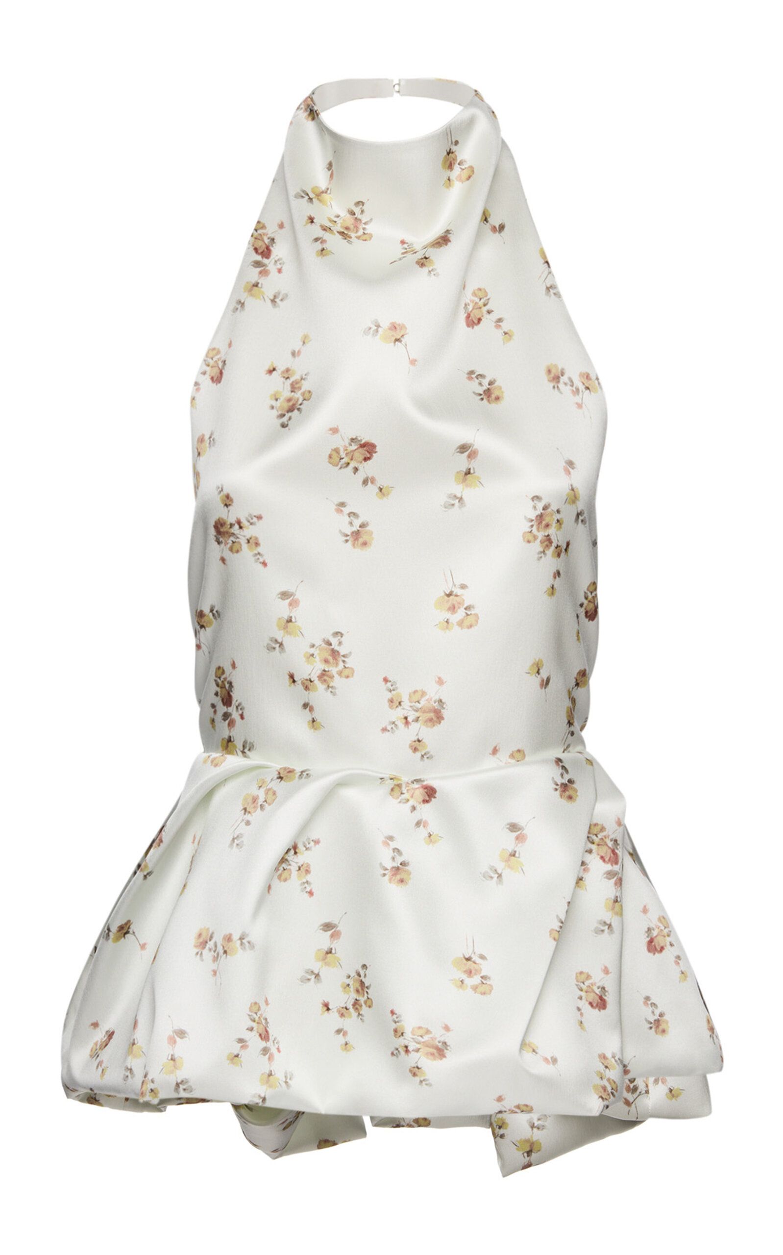 Open Back Silk Taffeta Peplum Top