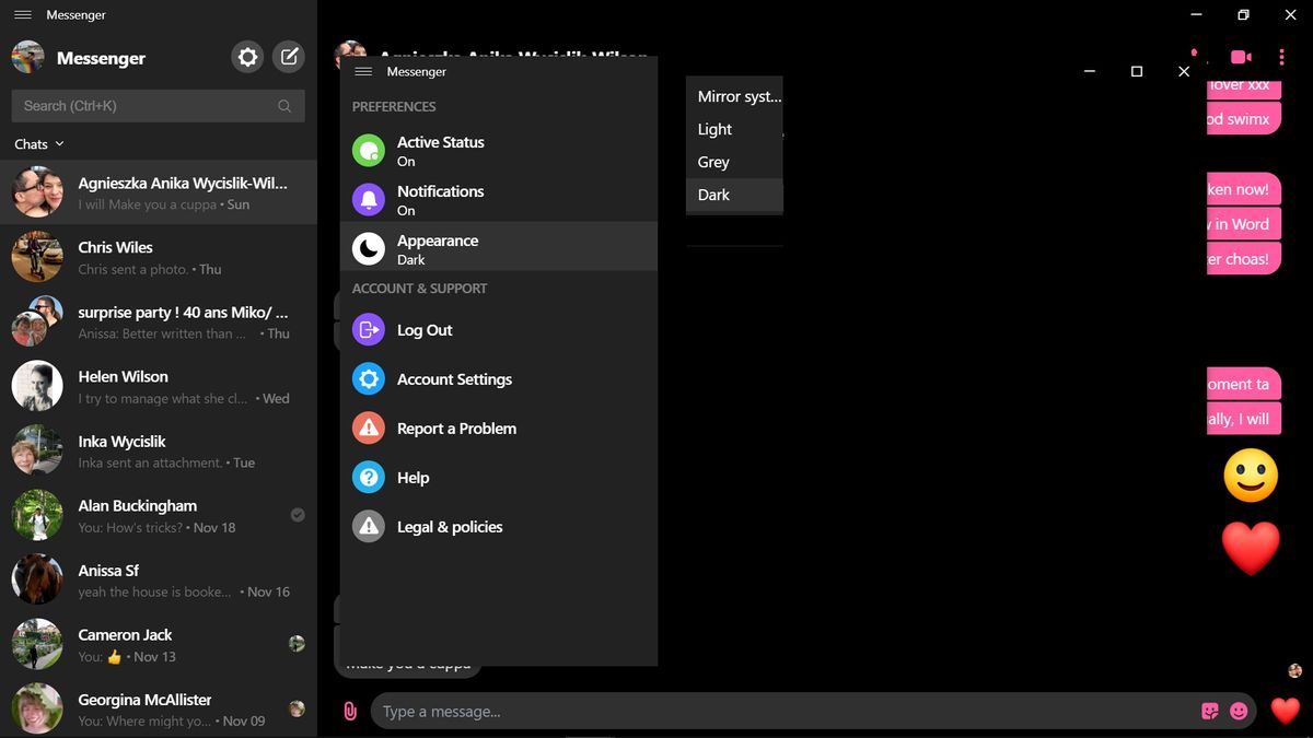 Facebook Messenger For Windows Now Has A Dark Mode Here S How To Enable It Techradar