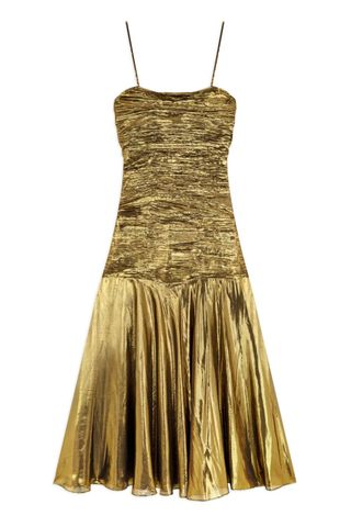 Rixo Claudette Gold Bandeau Dress