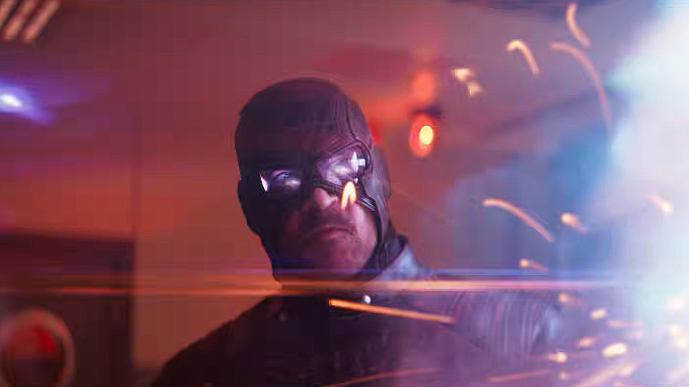 A close up of Todd Stashwick's Paladin firing an advanced tech weapon in VisionQuest