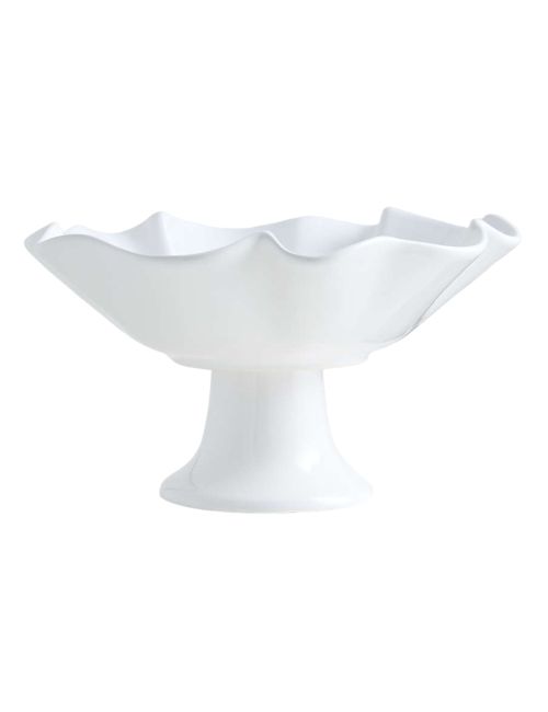 White Ruffle Earthenware Pedestal Bowl