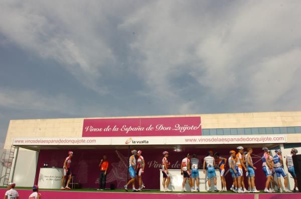 The riders signed on under blue skies in Malaga.