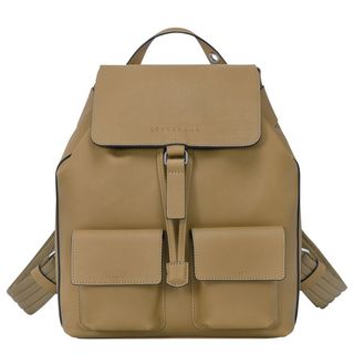 beige leather backpack