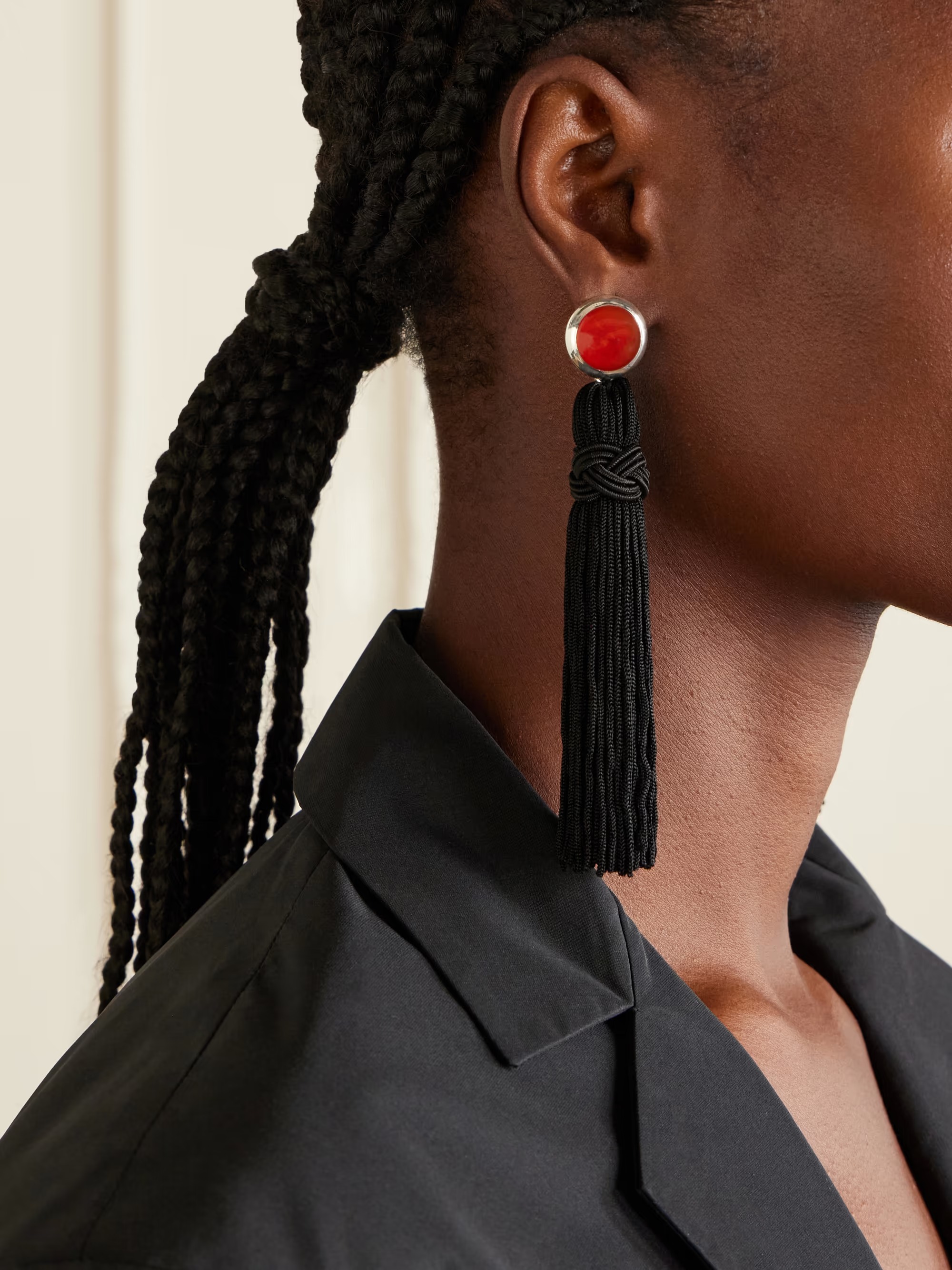 SOPHIE BUHAI, Cleo Tasseled Silver and Cornelian Earrings