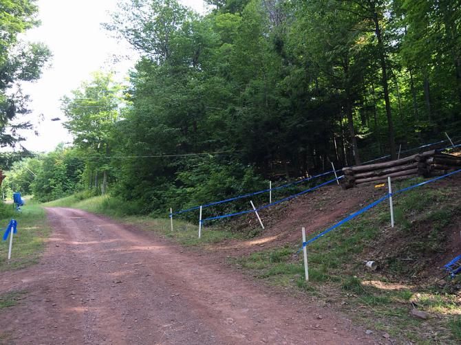 Downhillers will get to do this gap jump during Saturday's finals