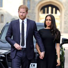 The Duke and Duchess of Sussex greet well-wishers outside Windsor Castle following news of Queen Elizabeth II's death