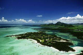 Ile aux Cerfs in Mauritius pictured from above