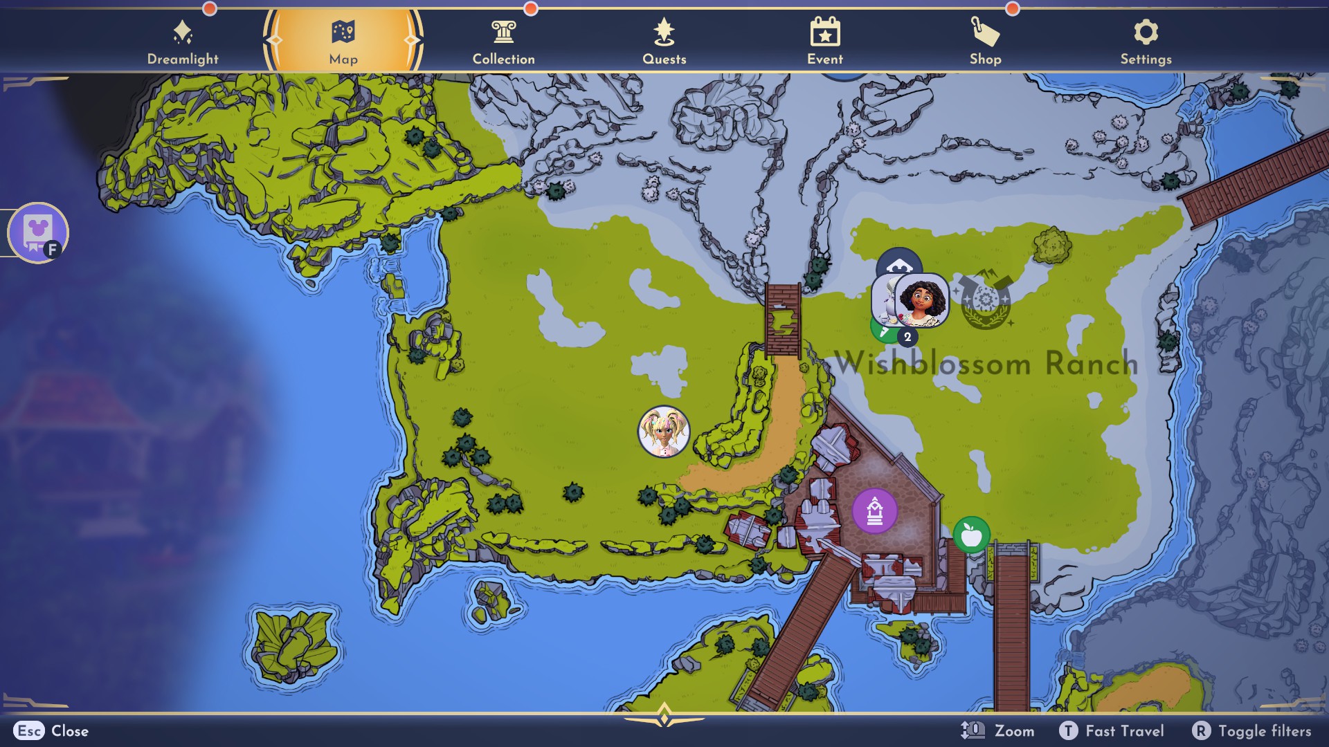 Disney Dreamlight Valley Wishblossom Ranch horse levelling location