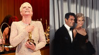 Jamie Lee Curtis with her Oscar side-by-side with her parents Tony Curtis and Janet Leigh