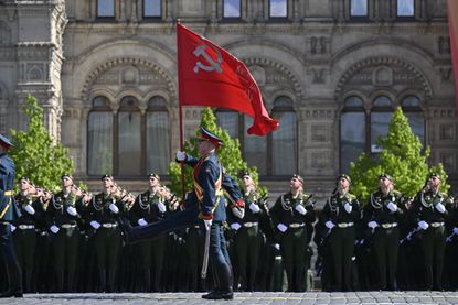Soldiers at Russia's scaled down Victory Day celebrations