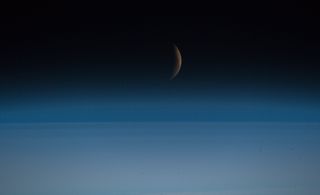 European Space Agency astronaut Alexander Gerst captured this view of the lunar eclipse of July 27, 2018, from the International Space Station.
