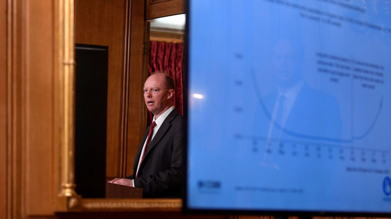 Chief Medical Officer Chris Whitty at the announcement of the government&amp;#039;s new three tier lockdown system