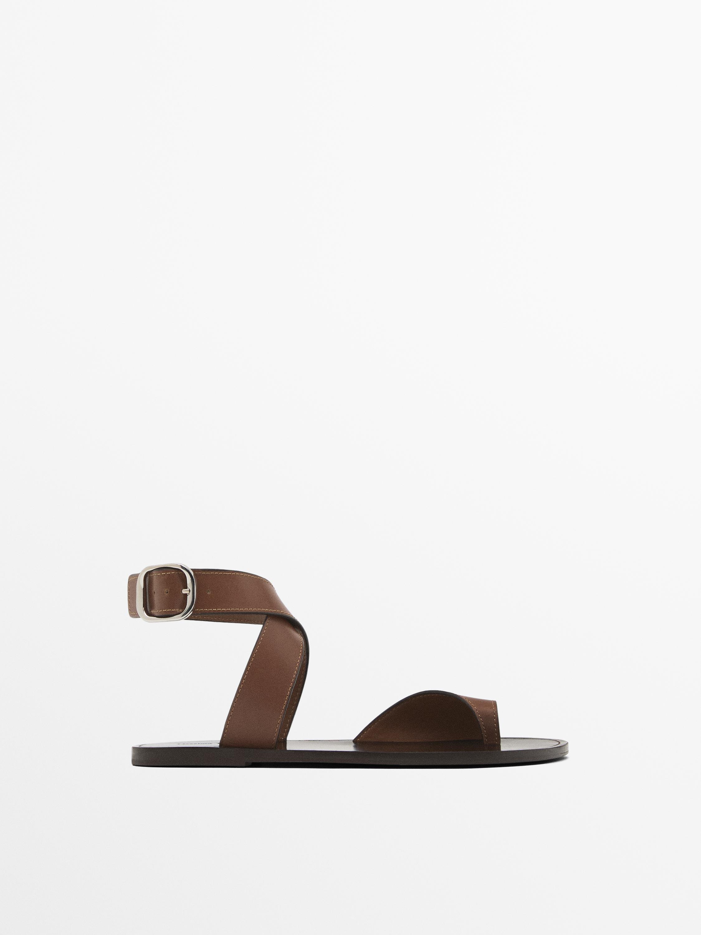 Massimo Dutti, Crossover Sandals With Toe Divider
