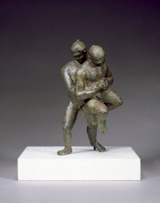 Shown here, a solid-cast bronze artifact from the second century B.C.