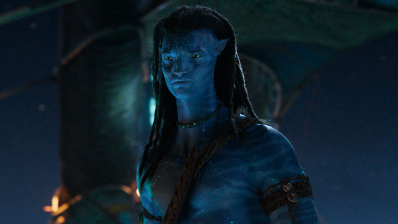 Sam Worthington as Jake Sully in Avatar: Fire and Ash.