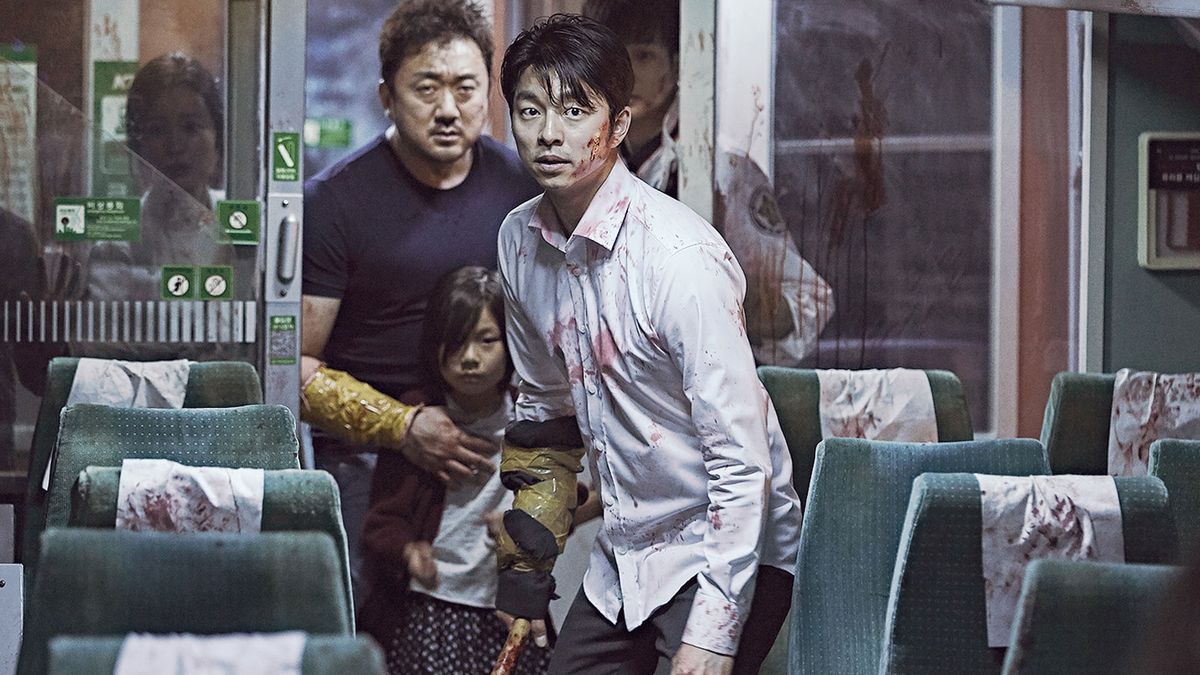 Passengers aboard a train in Train to Busan