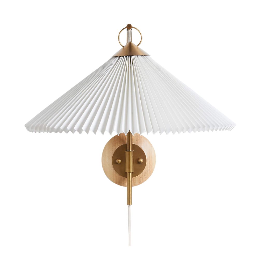 Flores Plug-In Wall Sconce Light with Pleated Shade
