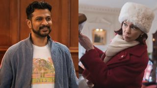 From left to right: Jay smiling on Ghosts and Elsbeth poking her head to the right on Elsbeth.