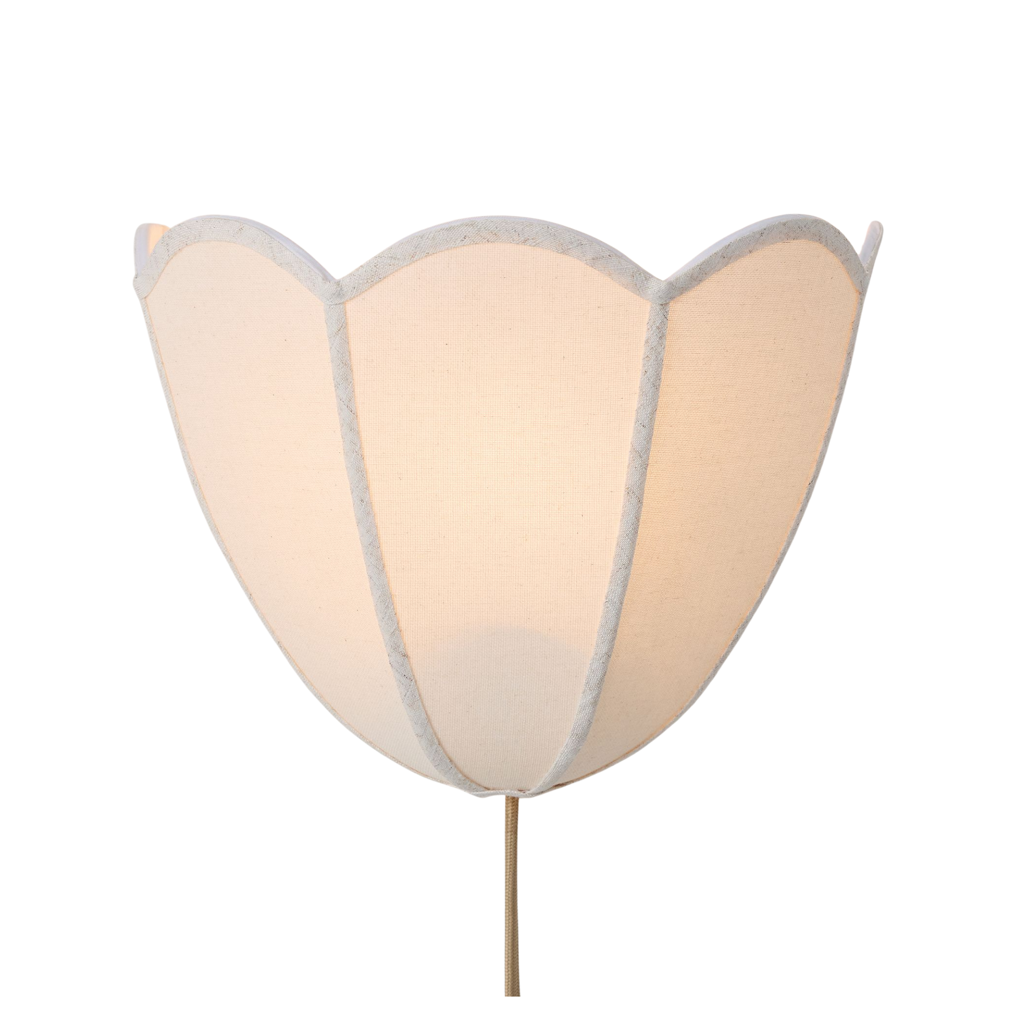 a scalloped fabric plug in sconce