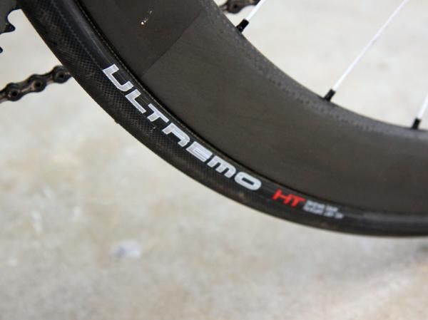 Fat 25mm-wide Schwalbe Ultremo HT tubulars were glued up when we caught up with Andy Schleck's (LEOPARD TREK) bike in Palma de Mallorca but team liaison Ben Coates says the riders will more likely use 21mm or 22mm-wide tires for racing.