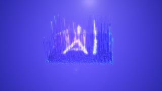 The letters "AI" on a purple square, formed from blue, white, and purple dots and lines of energy. It is set against a blue-purple background.