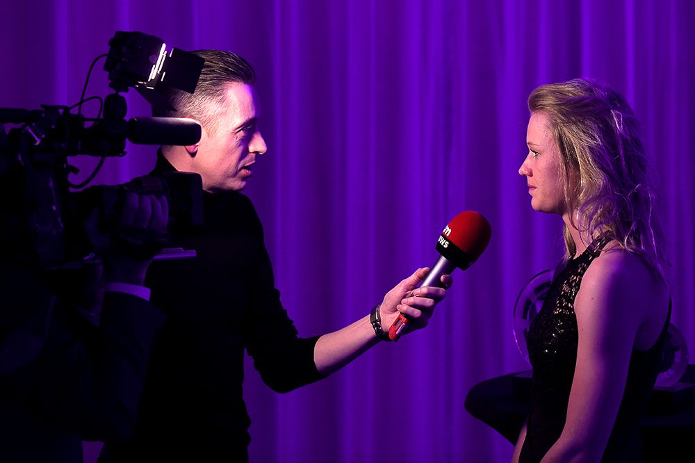 Jolien D'Hoore speaks with media