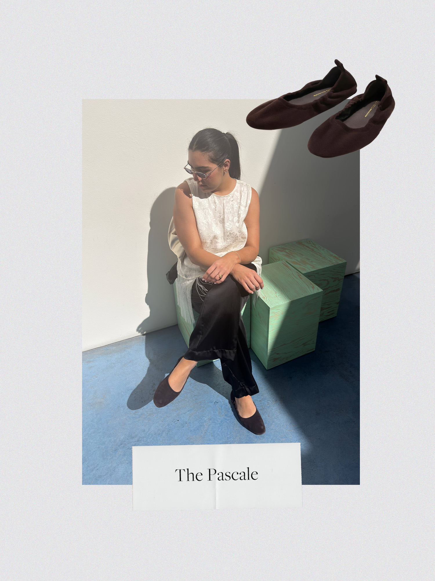 Photo collage of different women wearing Margaux shoes.