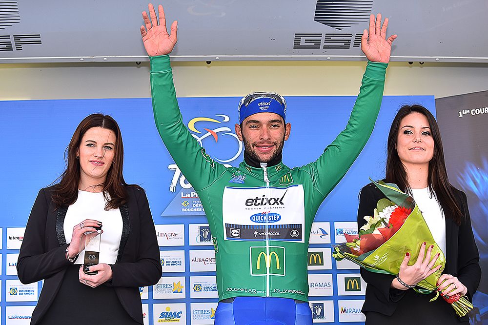 Fernando Gaviria in the green jersey at Tour la Provence
