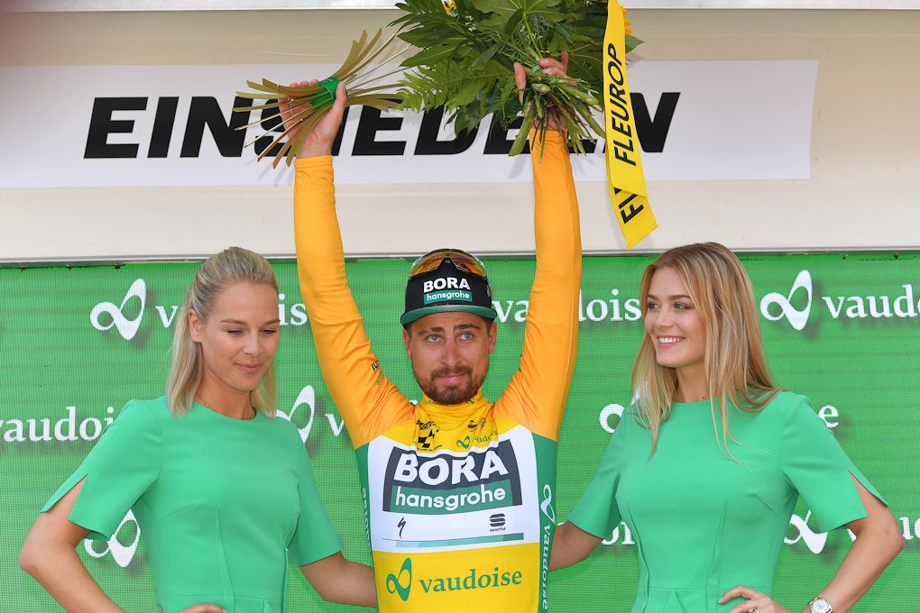 Peter Sagan in yellow after stage 5 at Tour de Suisse