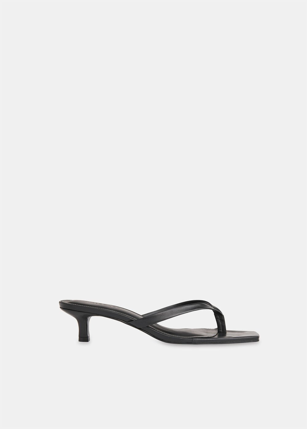 Black Toe Post Kitten Heel Mule