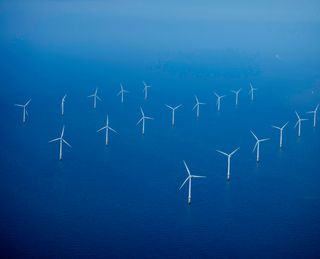 The offshore Wind Farm in the Mersey Estuary