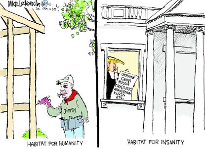 Political Cartoon U.S. Jimmy Carter Trump Habitat for Insanity