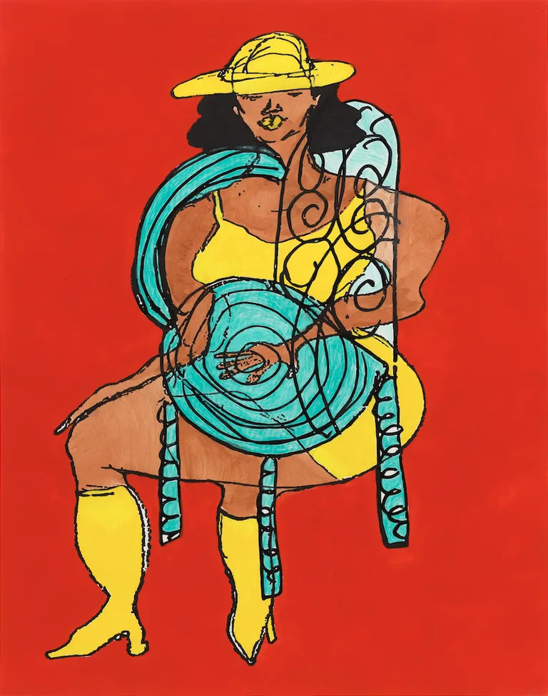 8.Tschabalala Self, Lady in Yellow on Spiral Seat #2, 2021, image courtesy of the artist