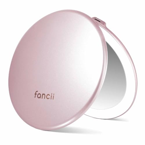Fancii Taylor Led Lighted Travel Makeup Mirror, Rechargeable With 10x/1x Magnifying &amp; 3 Light Settings - Compact, Portable, Large 5&rdquo; Wide Hand Mirror for Handbag and Purses (rose Gold)