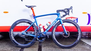 Sagan's Specialized Tarmac SL7 leant up against a team truck