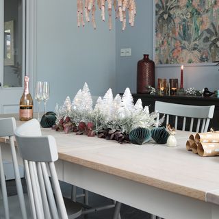 Christmas tablescape with white tree centrepiece