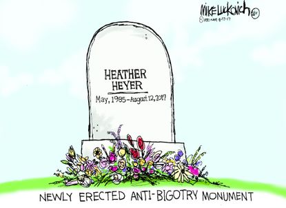 Political cartoon U.S. Heather Heyer monument Charlottesville anti-bigotry