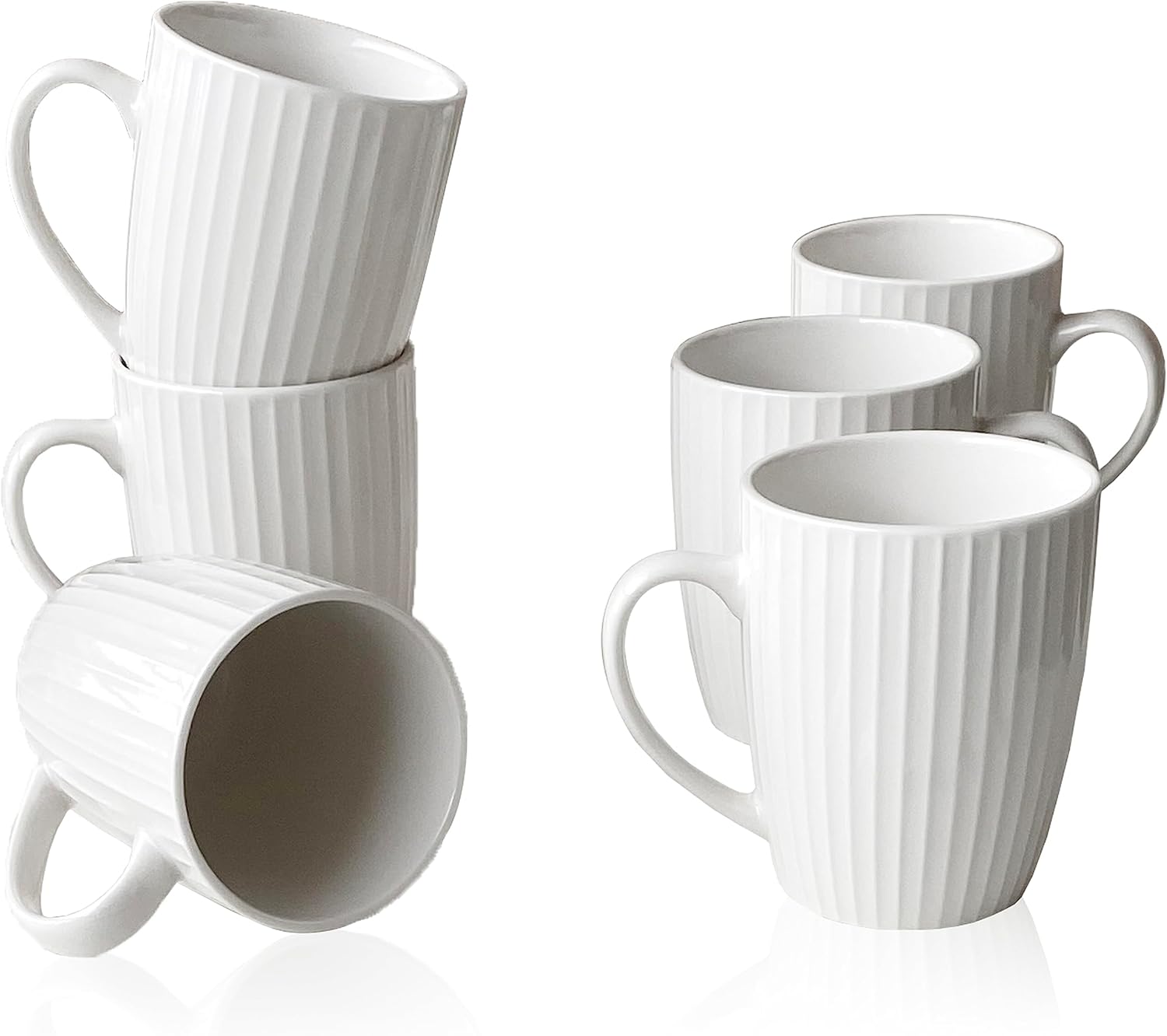 Miware 11 Ounce Porcelain Mugs, Set of 6 Coffee Mugs for Tea, Milk, Hot Cocoa, White